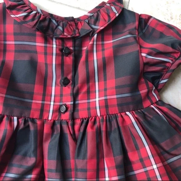 *RELISTED* Ralph Lauren Red & Black Plaid Dress & Bloomers Girl’s Size 12 Months - Picture 7 of 9